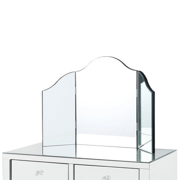 Verina Frameless Modern Contemporary Tri-fold Tabletop Vanity Mirror, No Color