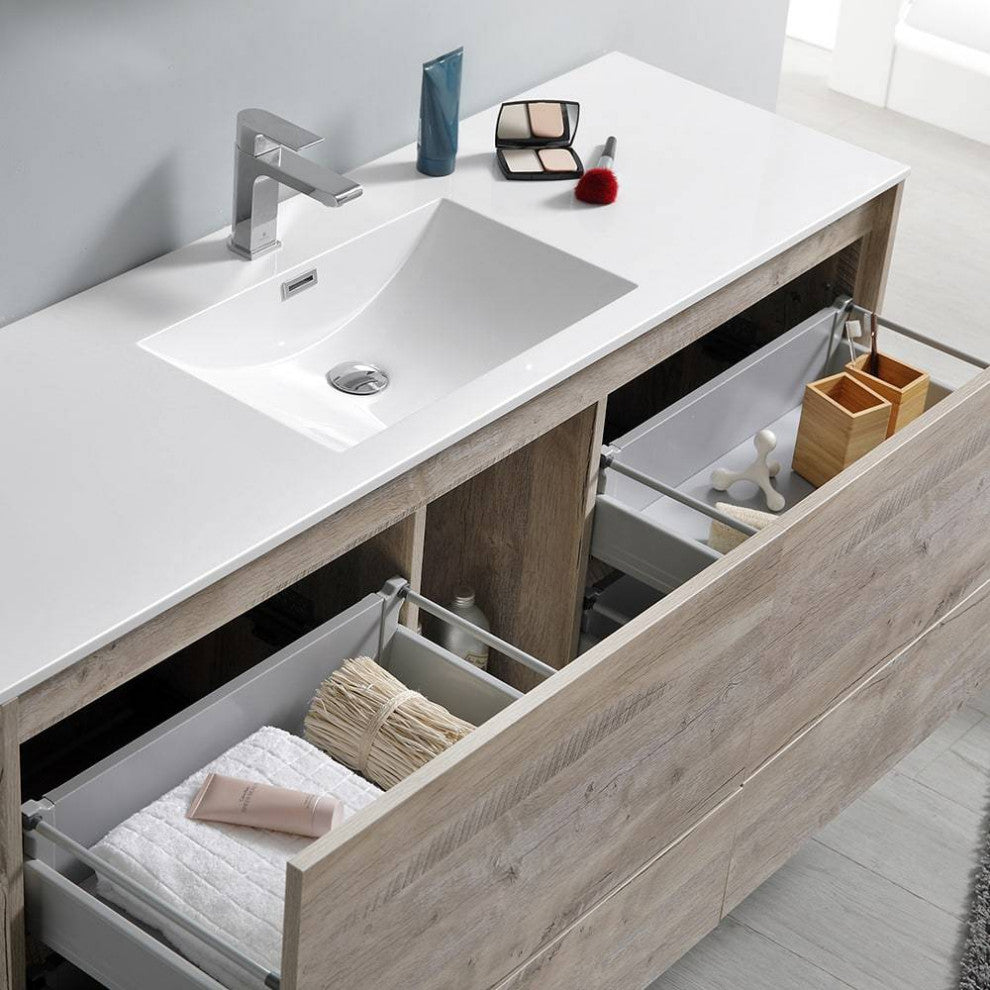 Fresca FCB9260RNW-S-I Catania 60" Rustic Natural Wood Cabinet With 1-Sink