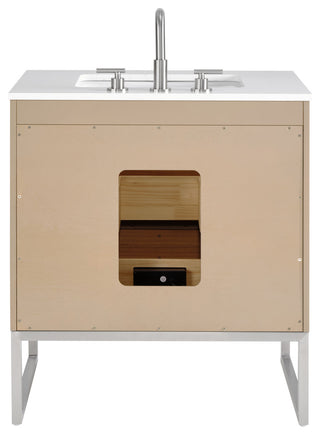 Markham Bathroom Vanity, Cashmere Grey/Brushed Nickel, 30", White Quartz Top
