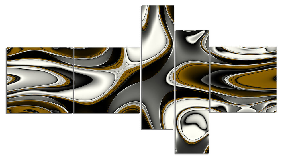 Fantastic Fractal Abstract Pattern, Abstract Canvas Artwork, 60"x32", 5 panels
