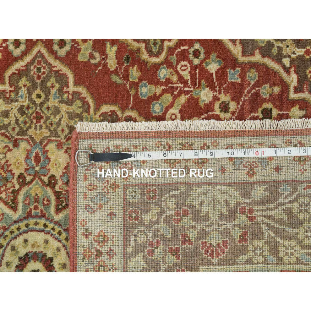 Rust Red Antiqued Tabriz Haji Jalili Design Hand Knotted All Wool Rug 4'2"x6'1"