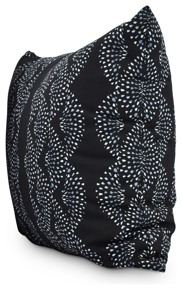 Dotted Decor Black Stripe Print Decorative Outdoor Throw Pillow, 20"