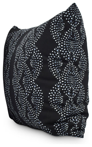 Dotted Decor Black Stripe Print Decorative Outdoor Throw Pillow, 20"