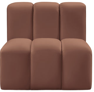 Arc Upholstered Modular Component, Cognac, 1-Piece: Straight Chair, Vegan Leather