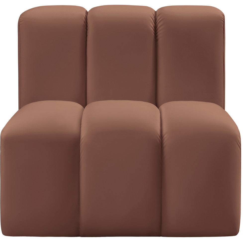 Arc Upholstered Modular Component, Cognac, 1-Piece: Straight Chair, Vegan Leather