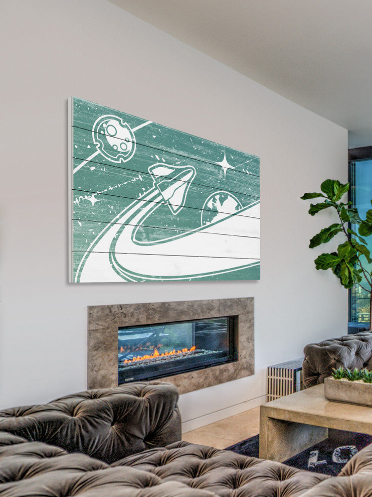 "Through the Planets" Painting Print on White Wood