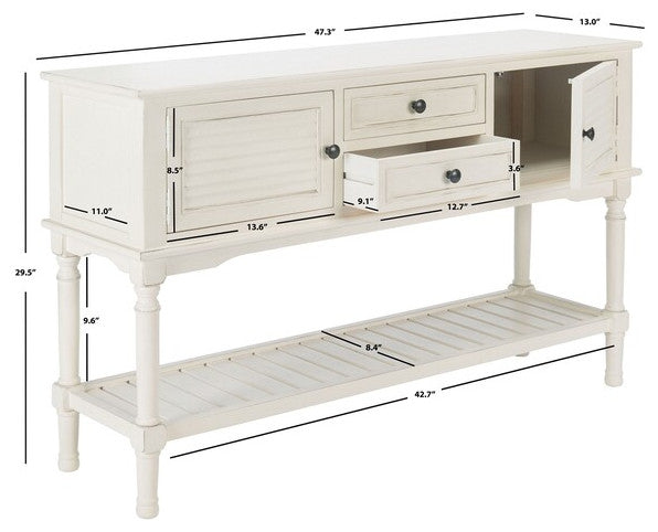Safavieh Tate 2 Drawer 2 Door Console Table, Distressed/White