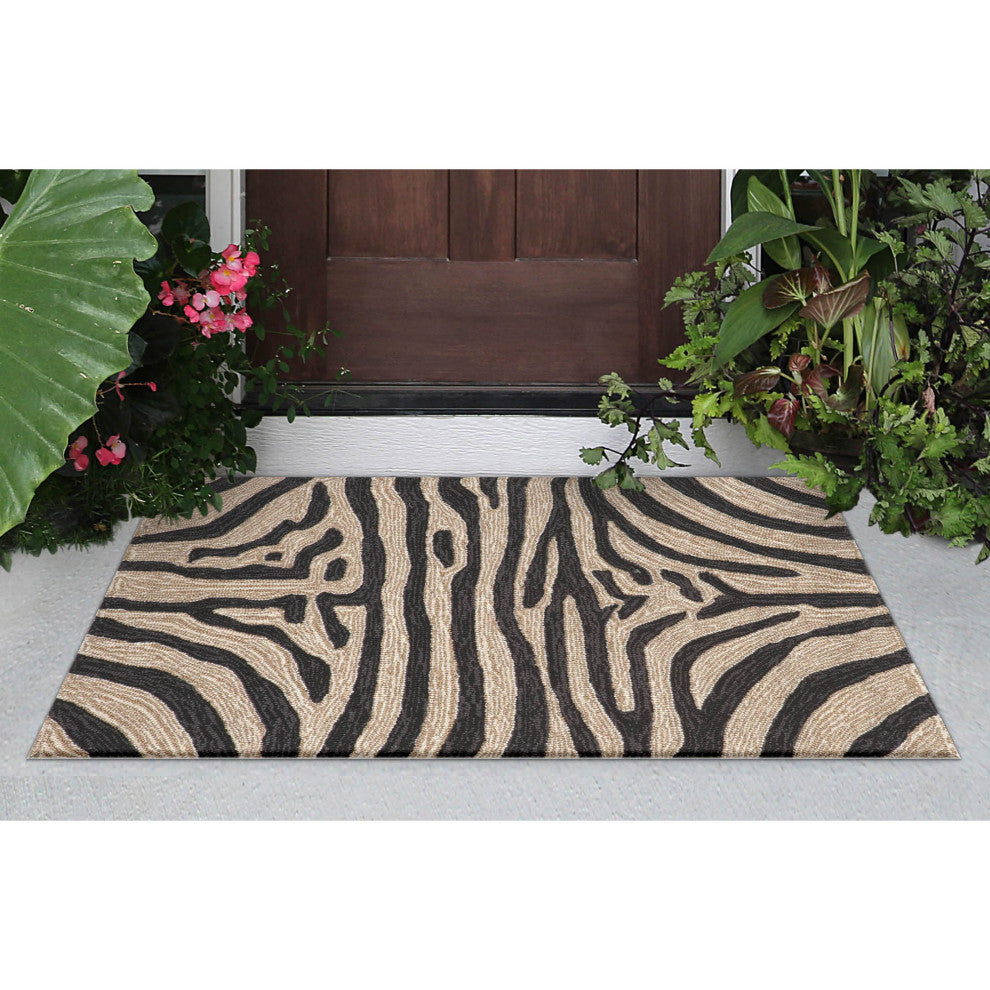 Ravella Zebra Indoor/Outdoor Rug, Black, 2'x3'