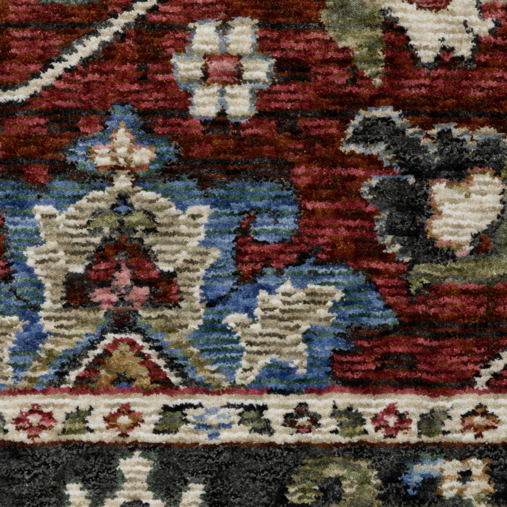 Hanford Bordered Persian Red/Multi Fringe Edge Area Rug 7'10" x 10'10"