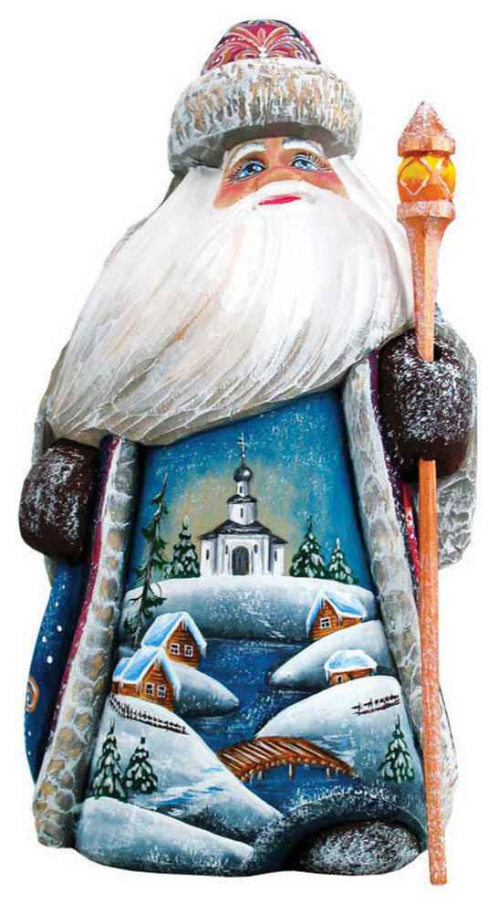 Winter Church Santa, Woodcarved Figurine