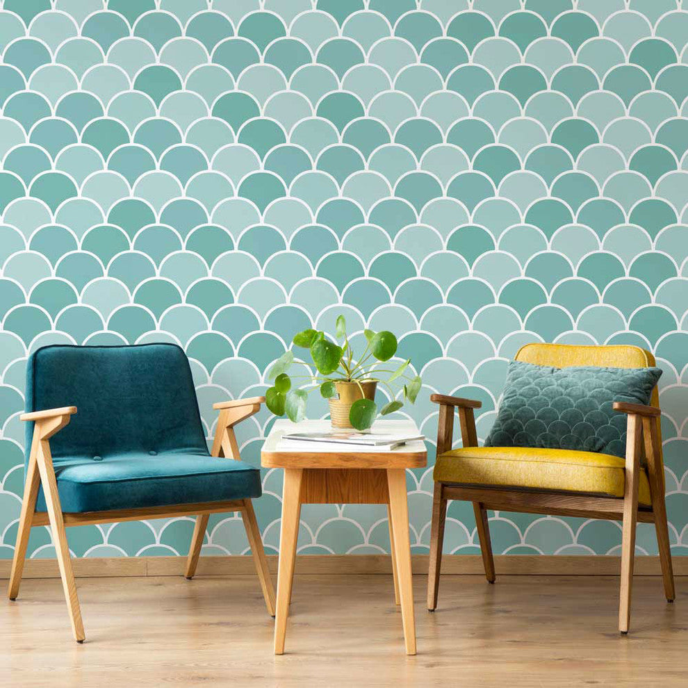 Moroccan Fishscale Tile Stencil - DIY Faux Tiles - Mosaic Tile Stencils, Medium