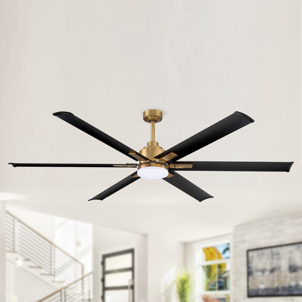 72 in. Large Integrated LED Indoor Brass Ceiling Fan with Light and Remote