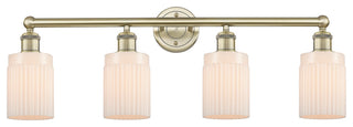 Hadley 4-Light 32" Bath Vanity Light, Antique Brass Finish, Matte White Shade
