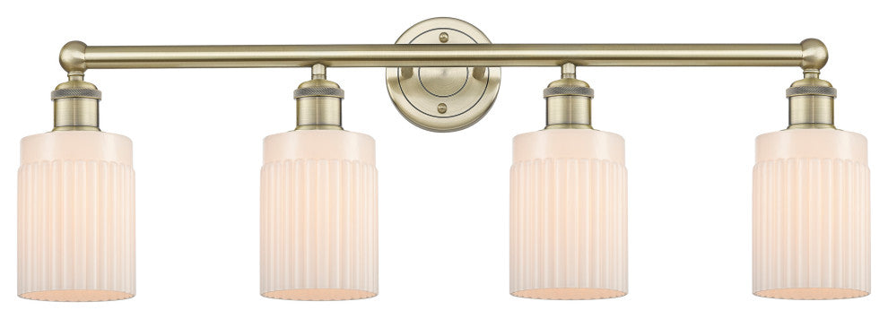 Hadley 4-Light 32" Bath Vanity Light, Antique Brass Finish, Matte White Shade