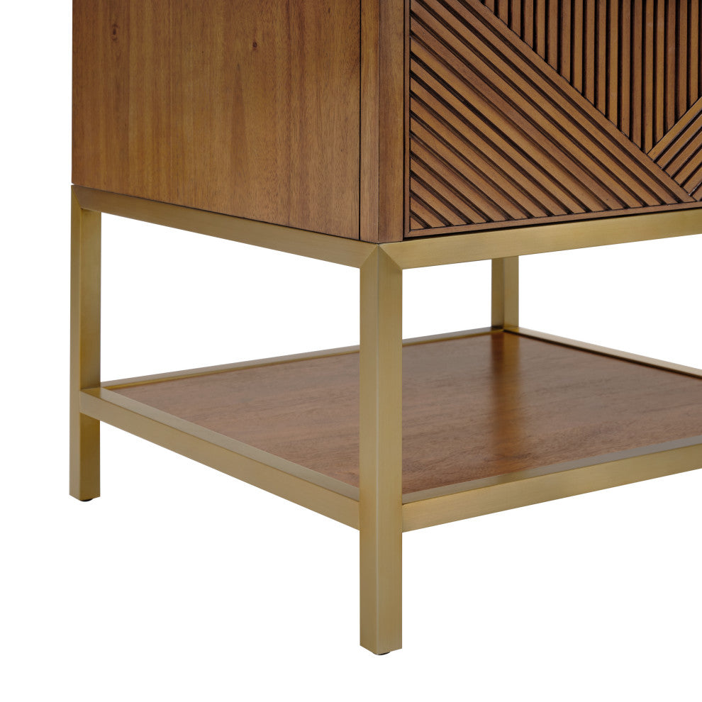 Diamond 24" Bath Vanity, Walnut/Satin Brass, 24", Marble Top