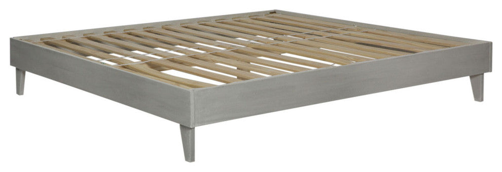 Solid Wood King Platform Bed - Grey Brush