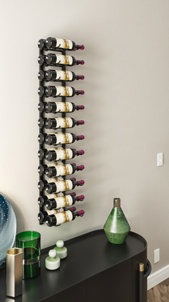 W Series Wine Rack 4 Wall Mounted Metal Bottle Storage, Gunmetal, 24 Bottles (Double Deep)
