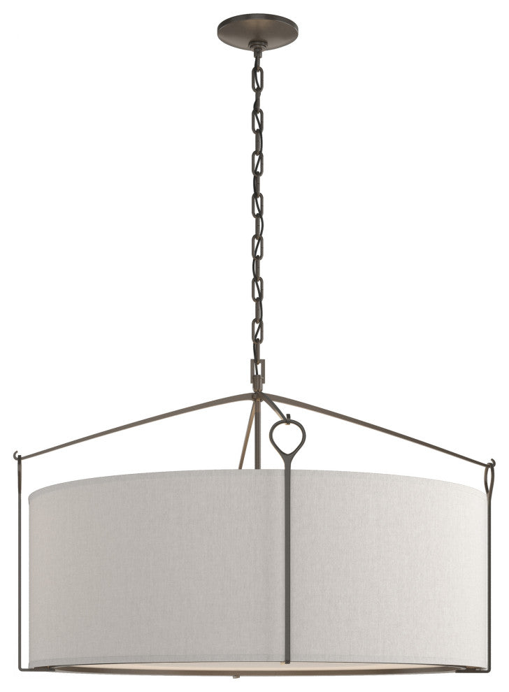 Bow Large Pendant, Dark Smoke Finish, Flax Shade