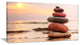 Stones Pyramid on Sand Symbolizing Zen, Landscape Canvas Art Print, 32"x16"