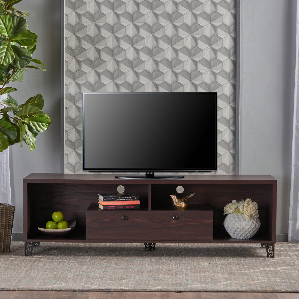 GDF Studio Celia Mid Century Modern Finished Fiberboard Entertainment Unit, Wenge
