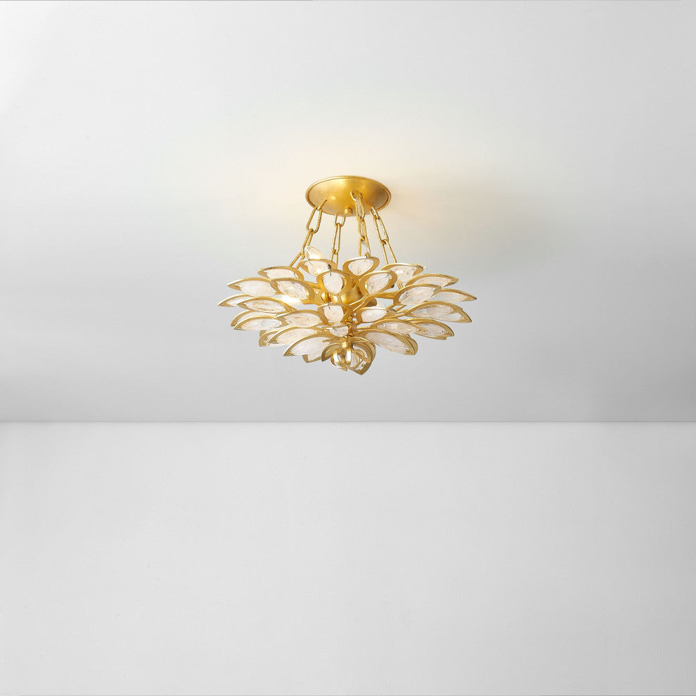 Vittoria 14" Wide Gold Leaf Semi Flush Mount