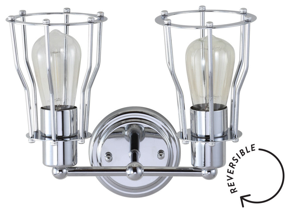Evelyn Metal Vanity Light, Chrome, 2-Light