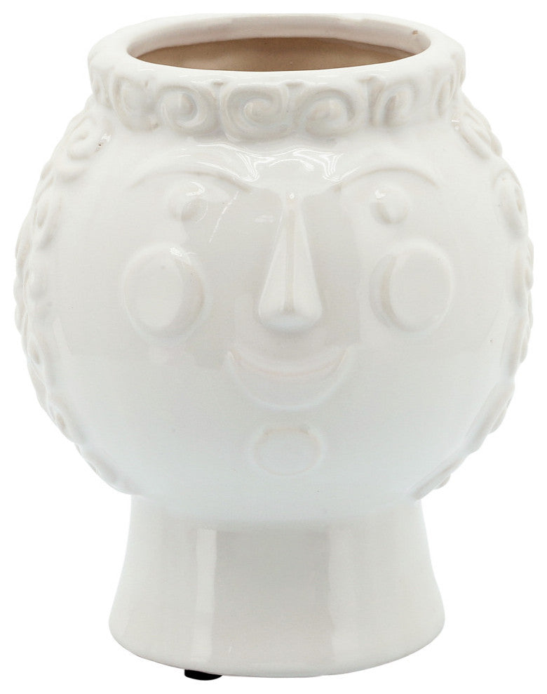 6" Grandma Face Planter, White