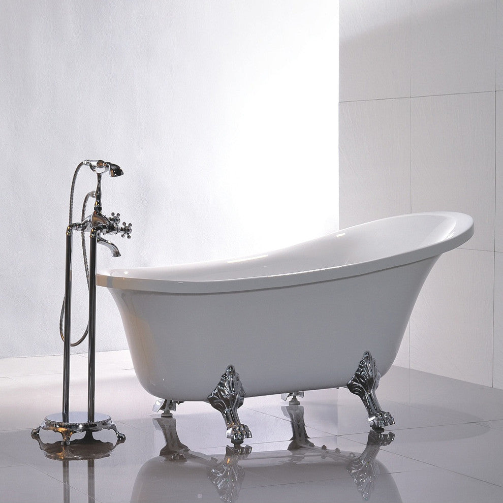 Vanity Art Freestanding Acrylic Bathtub, White, 68.9" x 29.9"