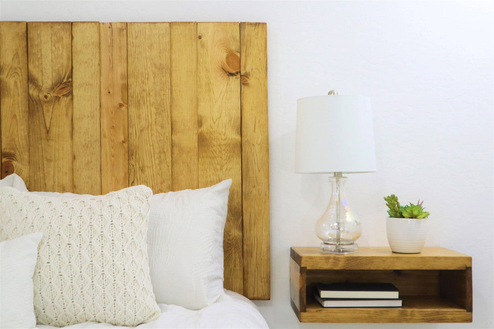 Handcrafted Headboard, Leaner Style, Golden Brown, Twin