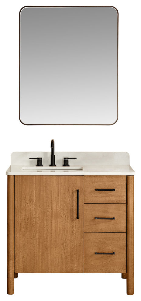 Velora Bathroom Vanity, Mango Brown, 36", With Mirror