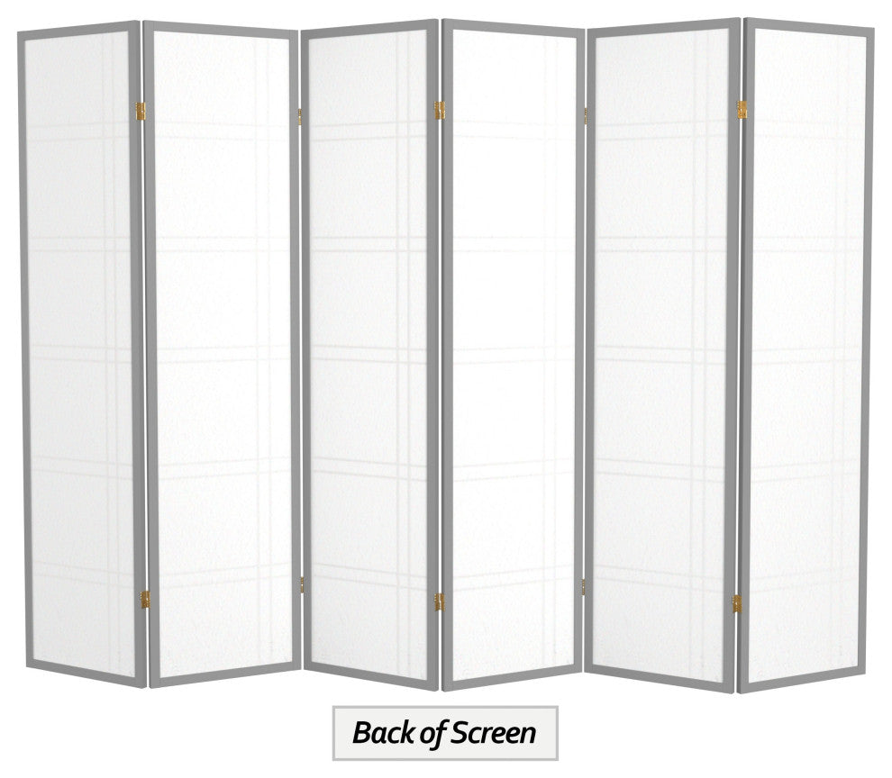 6' Tall Double Cross Shoji Screen, Special Edition, Gray, 6 Panels