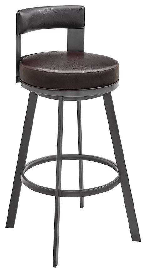 Flynn Swivel Counter or Bar Stool in Faux Leather and Metal