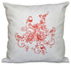 Five Little Birds, Floral Print Pillow, Coral, 26"x26"