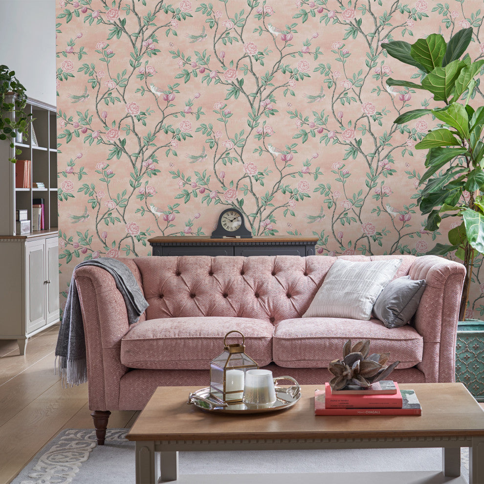 Laura Ashley Eglantine Wallpaper, Blush
