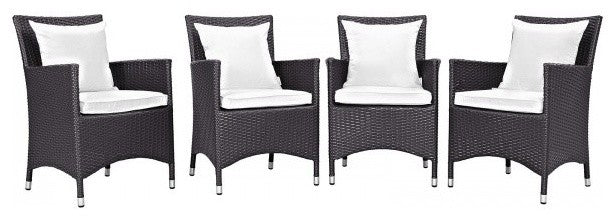 Espresso White Convene 4-Piece Outdoor Patio Dining Set