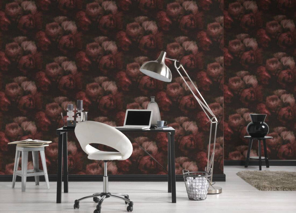 Sample, Floral Textured Wallpaper Featuring Peonies, 373924