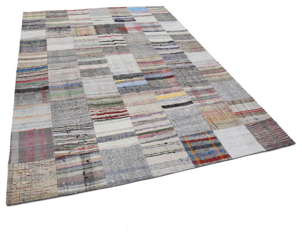 Rug N Carpet - Handmade Turkish 6' 11'' x 9' 10'' Vintage Patchwork Kilim Rug