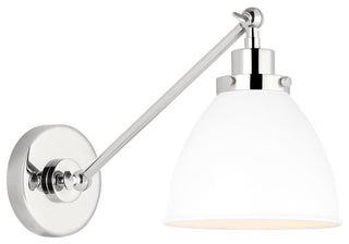 Wellfleet Single Arm Dome Task Sconce, Matte White and Polished Nickel
