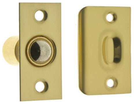 Genuine Solid Brass Wide Square Roller Ball Catch, Polished Brass