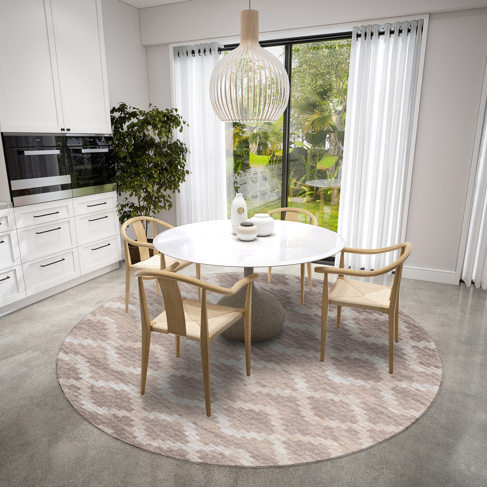 Indoor/Outdoor Sedona SN9 Taupe Machine Washable 8' x 8' Round Rug