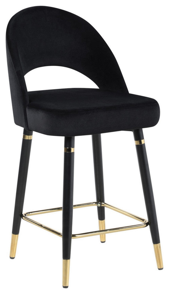 Benzara BM286329 Set of 2 Counter Stools, Bucket Seat, Dipped Legs, Black