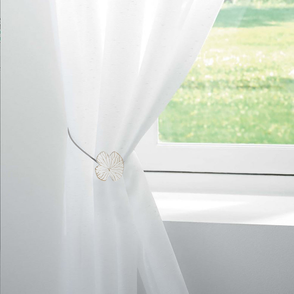 Magnetic Water Lily Curtain Tiebacks "“ Resin Floral Design, White, Pack of 2