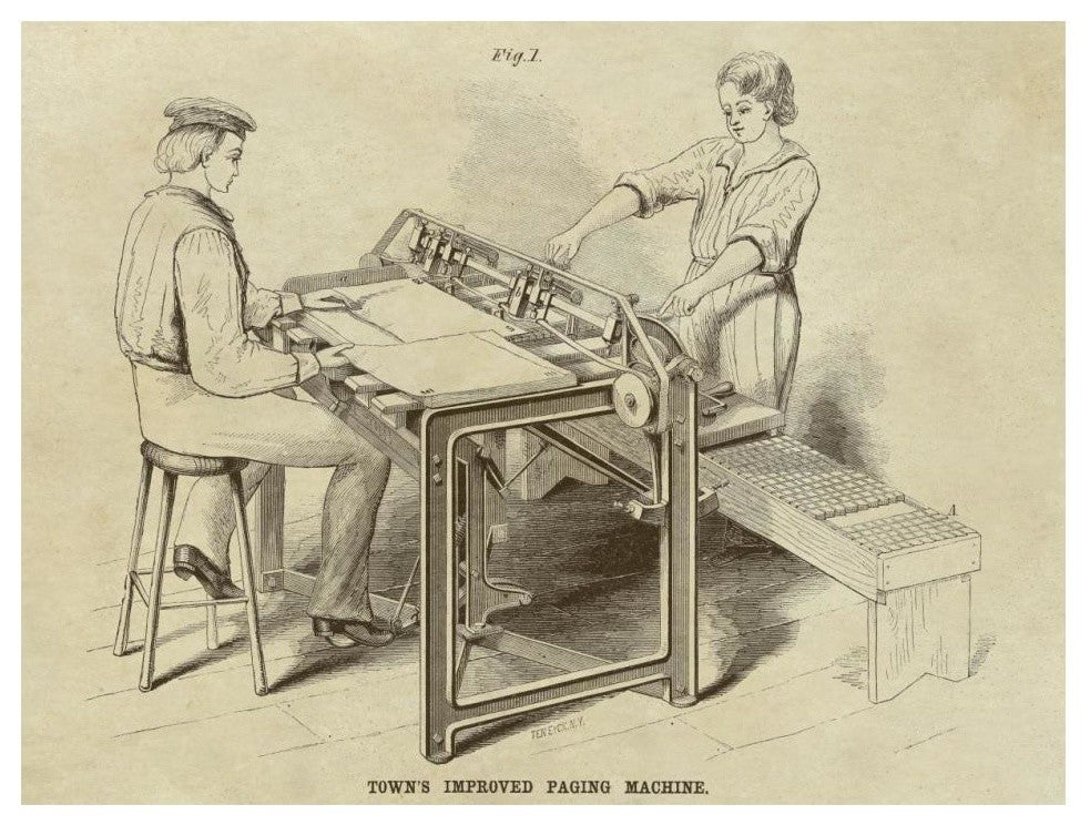 "Town's Improved Paging Machine" Digital Paper Print by Inventions, 18"x14"