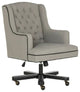 Traditional Office Chair, Diamond Button Tufted Back & Curved Backrest, Granite