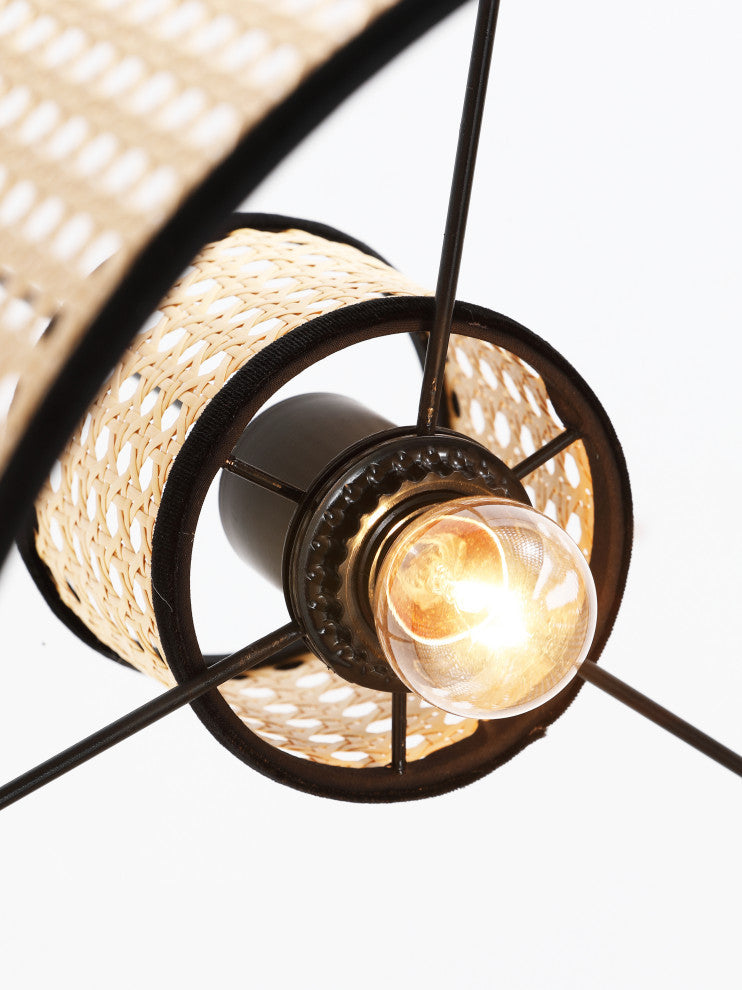 Vidalite Nakuv Rattan And Velvet Pendant Light, Large