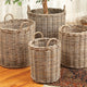 Set of 4 Large Rattan Cane Storage Baskets Round with Handles Laundry Wicker