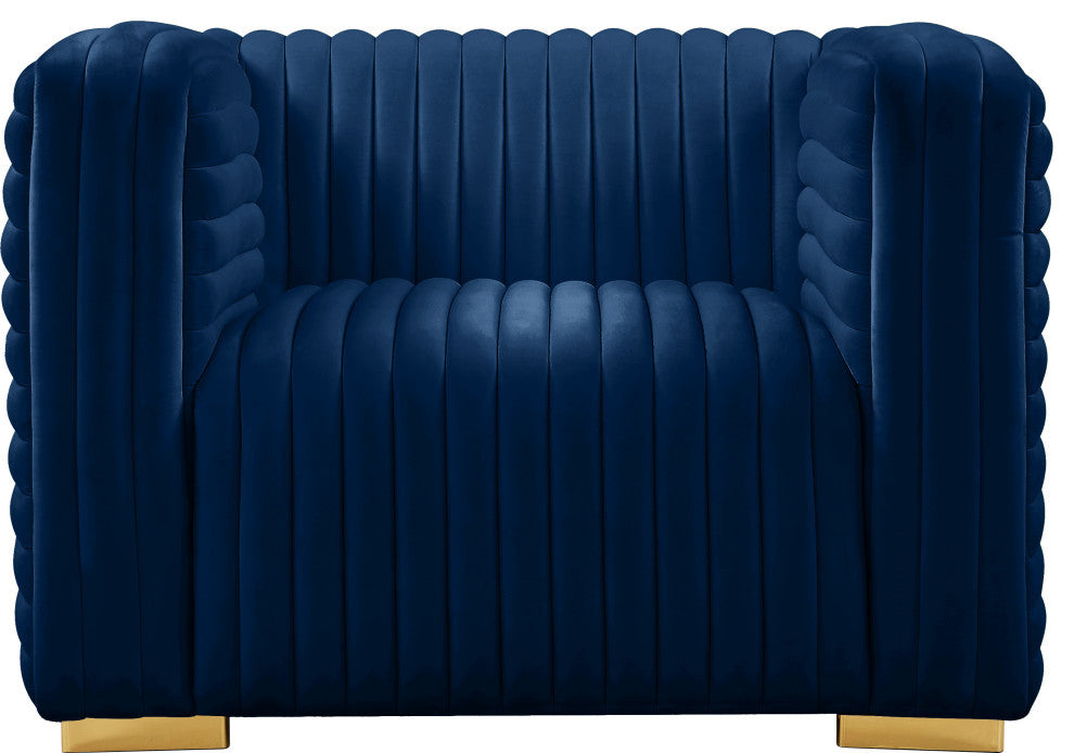 Ravish Velvet Upholstered Chair, Navy, Chair