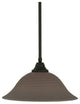 Stem Pendant In Matte Black, 16" Gray Linen Glass