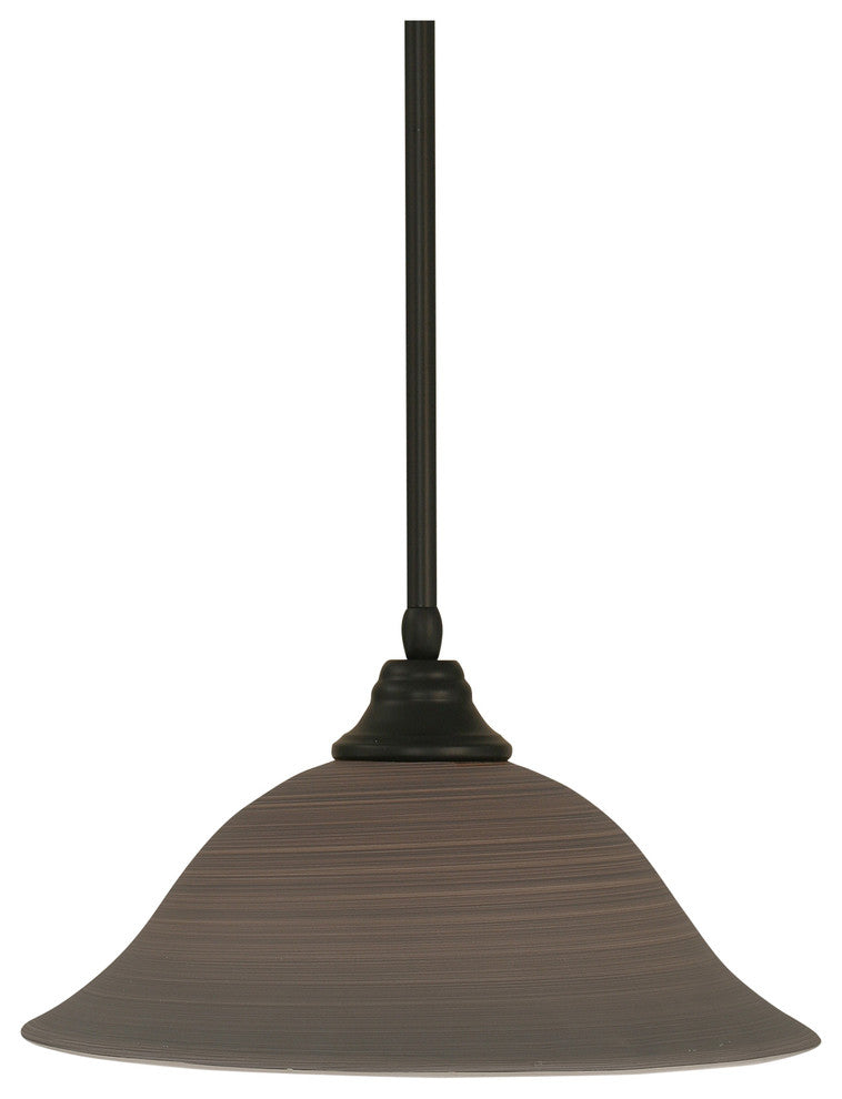 Stem Pendant In Matte Black, 16" Gray Linen Glass