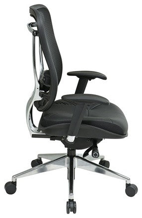 Executive High Back Chair With Breathable Mesh Back and Leather Seat